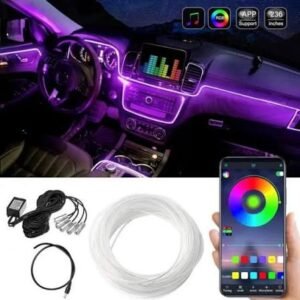 12V RGB Ambient Interior LED Strip Lights with Remote & App Control